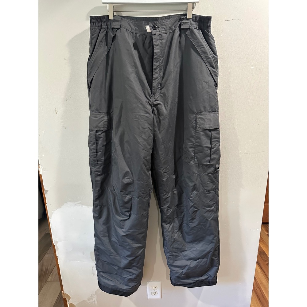 Iceburg Mens Large Gray Insulated Snow Pants Cargo Ski Snowboard Trousers L